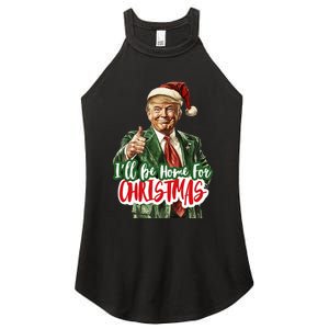 ILl Be Home For Christmas Santa Trump Xmas Pajamas Funny Women's Perfect Tri Rocker Tank