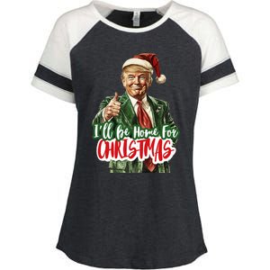 ILl Be Home For Christmas Santa Trump Xmas Pajamas Funny Enza Ladies Jersey Colorblock Tee