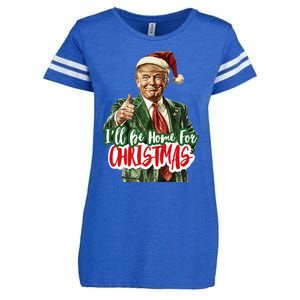 ILl Be Home For Christmas Santa Trump Xmas Pajamas Funny Enza Ladies Jersey Football T-Shirt