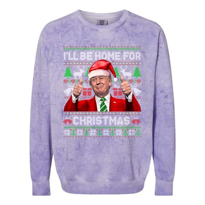 ILl Be Home For Christmas Santa Donald Trump Pajamas Xmas Cute Gift Colorblast Crewneck Sweatshirt