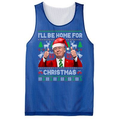 ILl Be Home For Christmas Santa Donald Trump Pajamas Xmas Cute Gift Mesh Reversible Basketball Jersey Tank