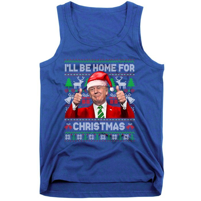 ILl Be Home For Christmas Santa Donald Trump Pajamas Xmas Cute Gift Tank Top