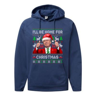 ILl Be Home For Christmas Santa Donald Trump Pajamas Xmas Cute Gift Performance Fleece Hoodie