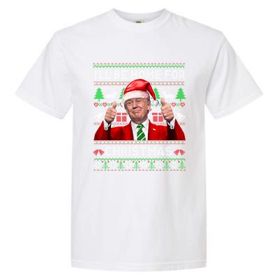 ILl Be Home For Christmas Santa Donald Trump Pajamas Xmas Cute Gift Garment-Dyed Heavyweight T-Shirt