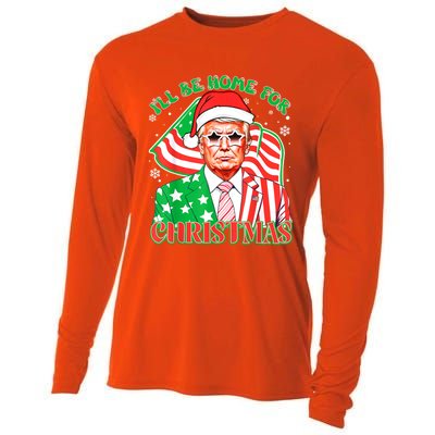 ILl Be Home For Christmas Pajamas Xmas Funny Donald Trump Funny Gift Cooling Performance Long Sleeve Crew