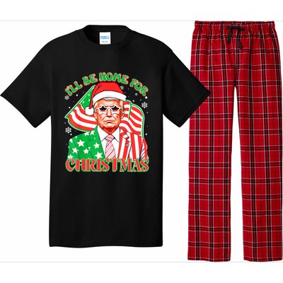 ILl Be Home For Christmas Pajamas Xmas Funny Donald Trump Funny Gift Pajama Set