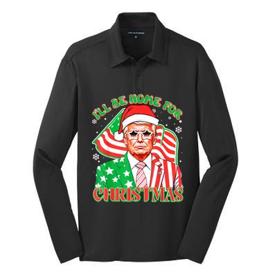 ILl Be Home For Christmas Pajamas Xmas Funny Donald Trump Funny Gift Silk Touch Performance Long Sleeve Polo