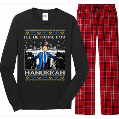 ILl Be Home For Hanukkah Trump Christmas Ugly Long Sleeve Pajama Set