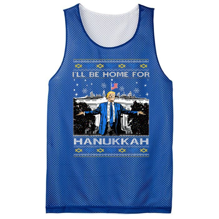 ILl Be Home For Hanukkah Trump Christmas Ugly Mesh Reversible Basketball Jersey Tank