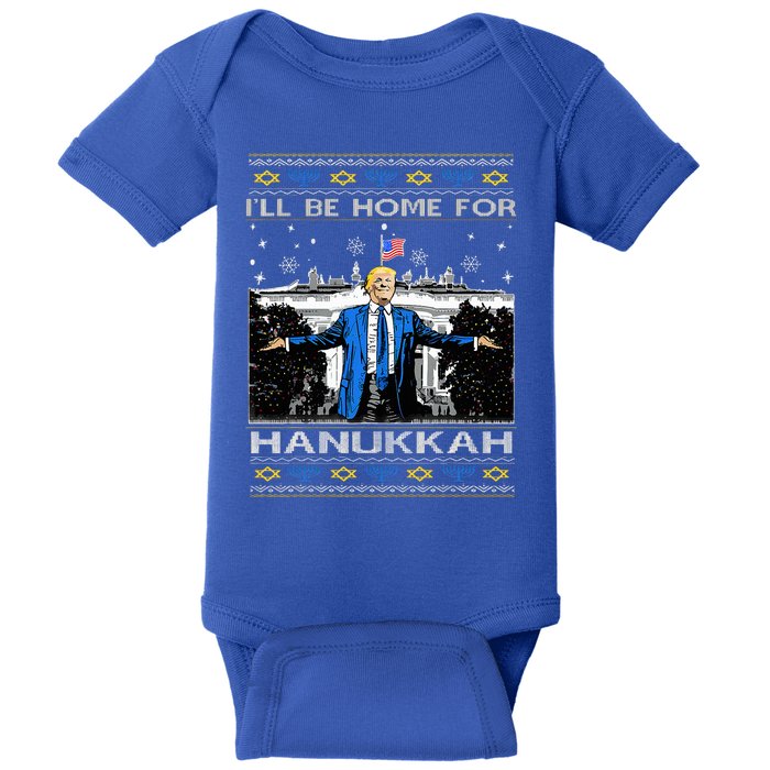 ILl Be Home For Hanukkah Trump Christmas Ugly Baby Bodysuit