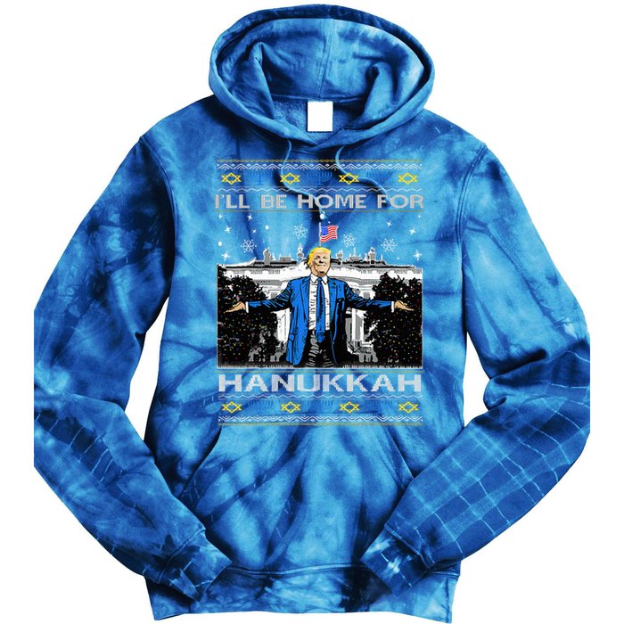 ILl Be Home For Hanukkah Trump Christmas Ugly Tie Dye Hoodie