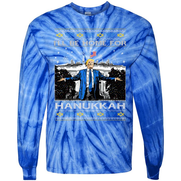 ILl Be Home For Hanukkah Trump Christmas Ugly Tie-Dye Long Sleeve Shirt