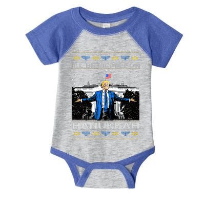 ILl Be Home For Hanukkah Trump Christmas Ugly Infant Baby Jersey Bodysuit