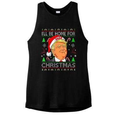 ILl Be Home For Christmas Funny Trump Ugly Sweater Xmas Ladies PosiCharge Tri-Blend Wicking Tank