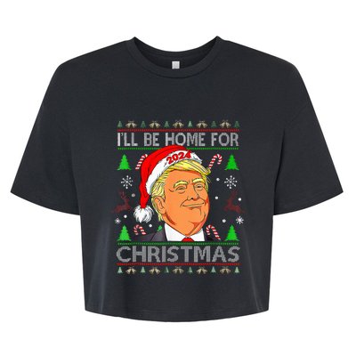 ILl Be Home For Christmas Funny Trump Ugly Sweater Xmas Bella+Canvas Jersey Crop Tee