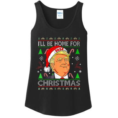 ILl Be Home For Christmas Funny Trump Ugly Sweater Xmas Ladies Essential Tank