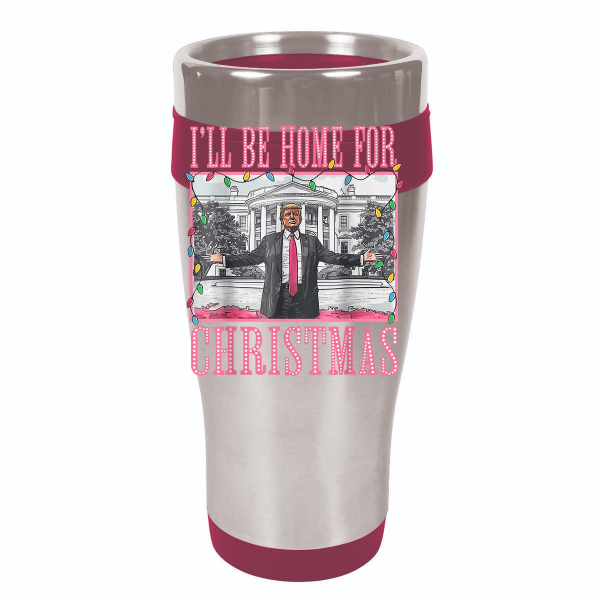 Ill Be Home For Christmas Santa Funny Trump Xmas Pajamas V-Neck T-Shirt