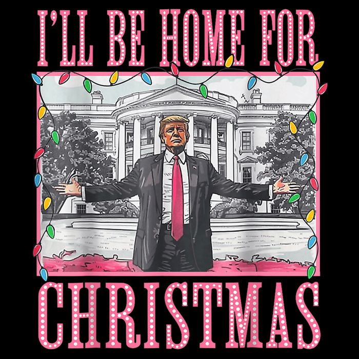 Ill Be Home For Christmas Santa Funny Trump Xmas Pajamas Drawstring Bag