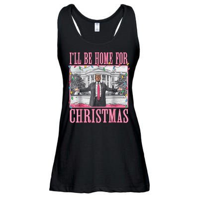 Ill Be Home For Christmas Santa Funny Trump Xmas Pajamas Ladies Essential Flowy Tank