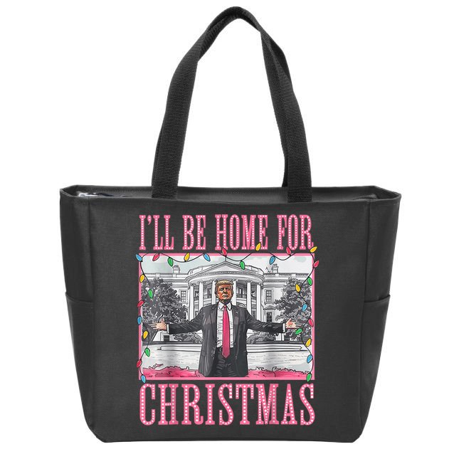 Ill Be Home For Christmas Santa Funny Trump Xmas Pajamas Zip Tote Bag