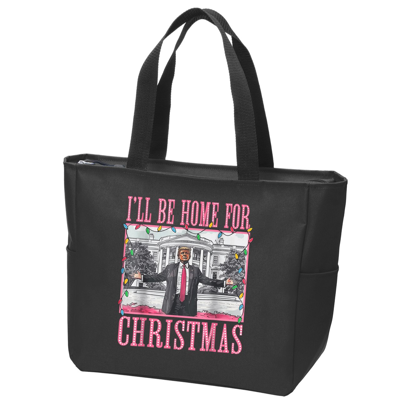 Ill Be Home For Christmas Santa Funny Trump Xmas Pajamas Zip Tote Bag