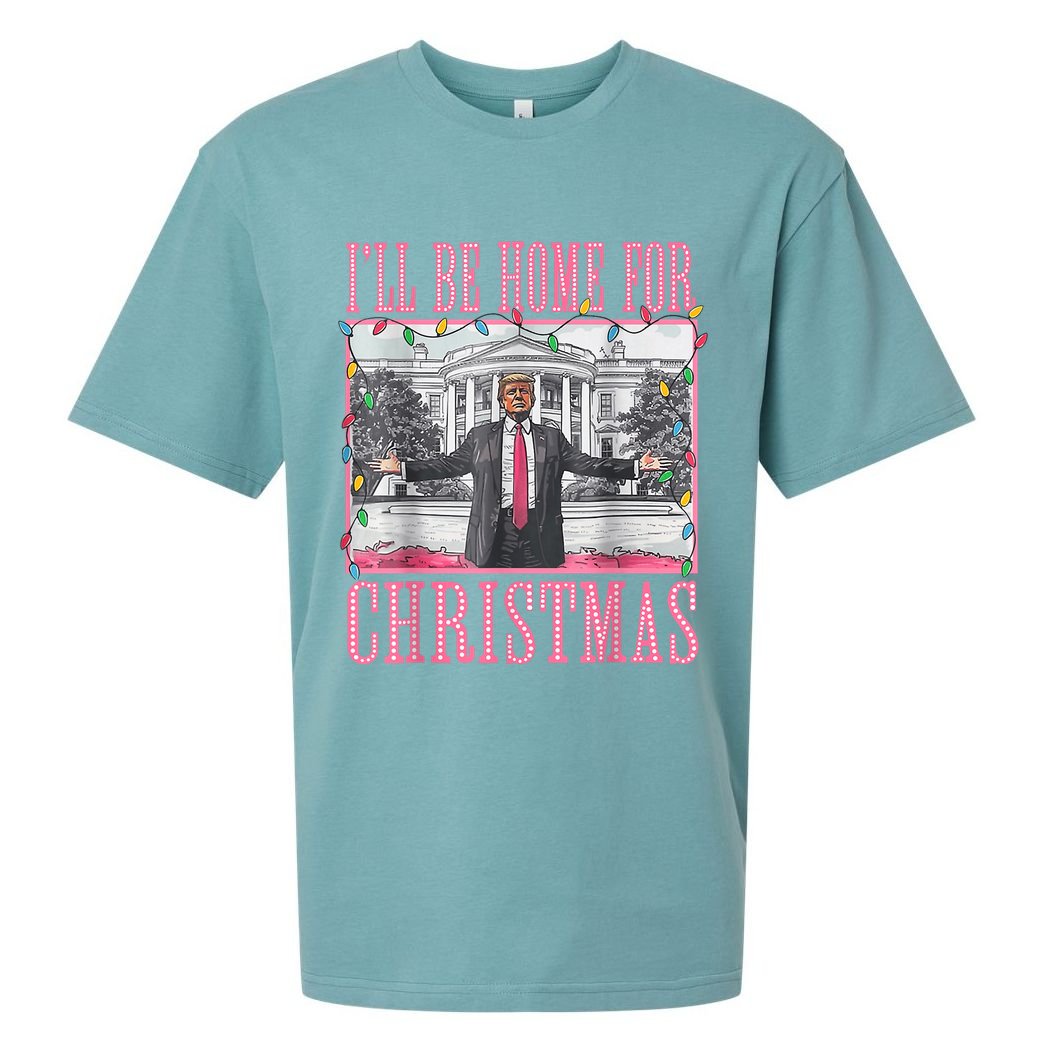 Ill Be Home For Christmas Santa Funny Trump Xmas Pajamas Sueded Cloud Jersey T-Shirt