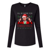 ILl Be Home For Christmas Santa Trump Xmas Pajamas Funny Womens Cotton Relaxed Long Sleeve T-Shirt