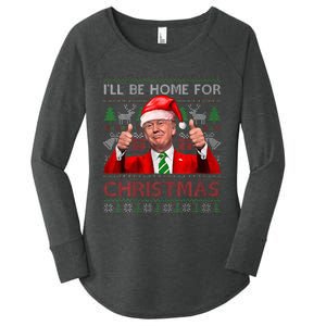 ILl Be Home For Christmas Santa Trump Xmas Pajamas Funny Women's Perfect Tri Tunic Long Sleeve Shirt