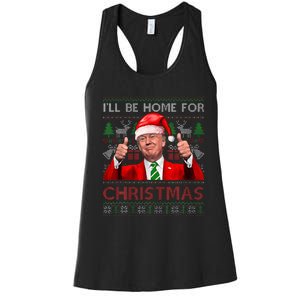 ILl Be Home For Christmas Santa Trump Xmas Pajamas Funny Women's Racerback Tank