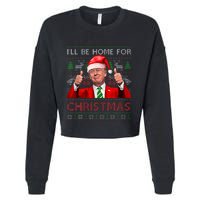 ILl Be Home For Christmas Santa Trump Xmas Pajamas Funny Cropped Pullover Crew