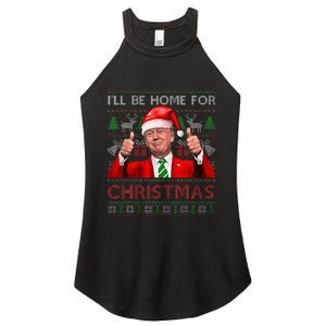 ILl Be Home For Christmas Santa Trump Xmas Pajamas Funny Women's Perfect Tri Rocker Tank