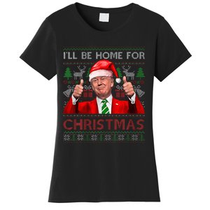 ILl Be Home For Christmas Santa Trump Xmas Pajamas Funny Women's T-Shirt