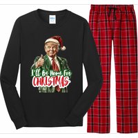 ILl Be Home For Christmas Funny Santa Claus Trump 2024 Long Sleeve Pajama Set