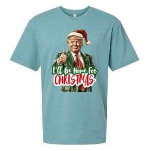 ILl Be Home For Christmas Funny Santa Claus Trump 2024 Sueded Cloud Jersey T-Shirt