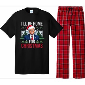 ILl Be Home For Christmas Santa Claus Trump 2024 Funny Pajama Set