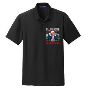 ILl Be Home For Christmas Santa Claus Trump 2024 Funny Dry Zone Grid Polo