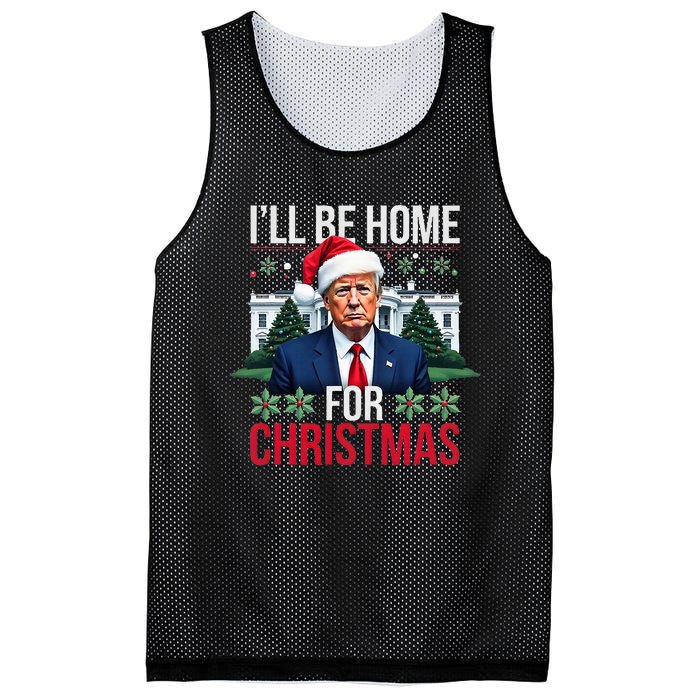 ILl Be Home For Christmas Santa Claus Trump 2024 Funny Mesh Reversible Basketball Jersey Tank