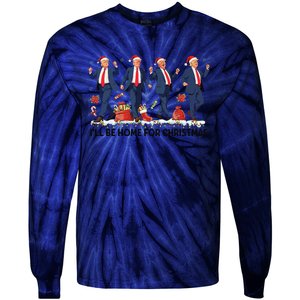 Ill Be Home For Christmas Santa Trumpdancing Xmas Holiday Tie-Dye Long Sleeve Shirt