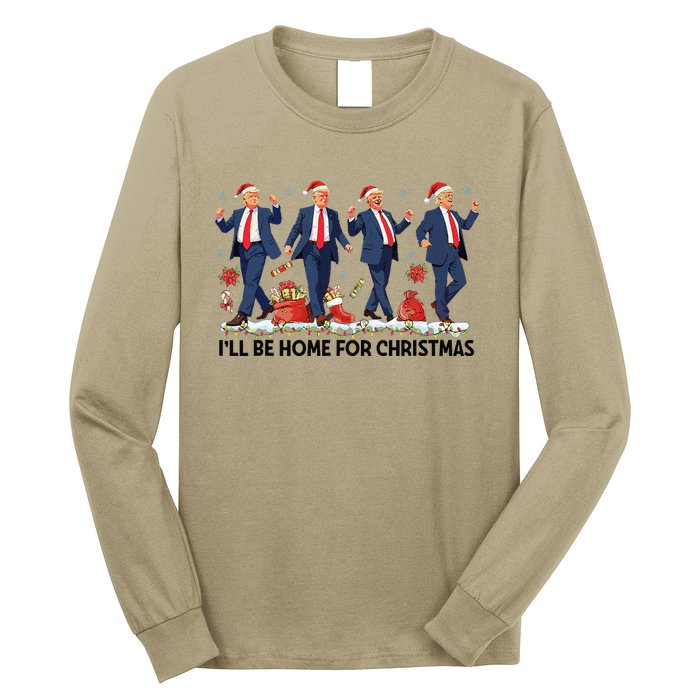 Ill Be Home For Christmas Santa Trumpdancing Xmas Holiday Long Sleeve Shirt