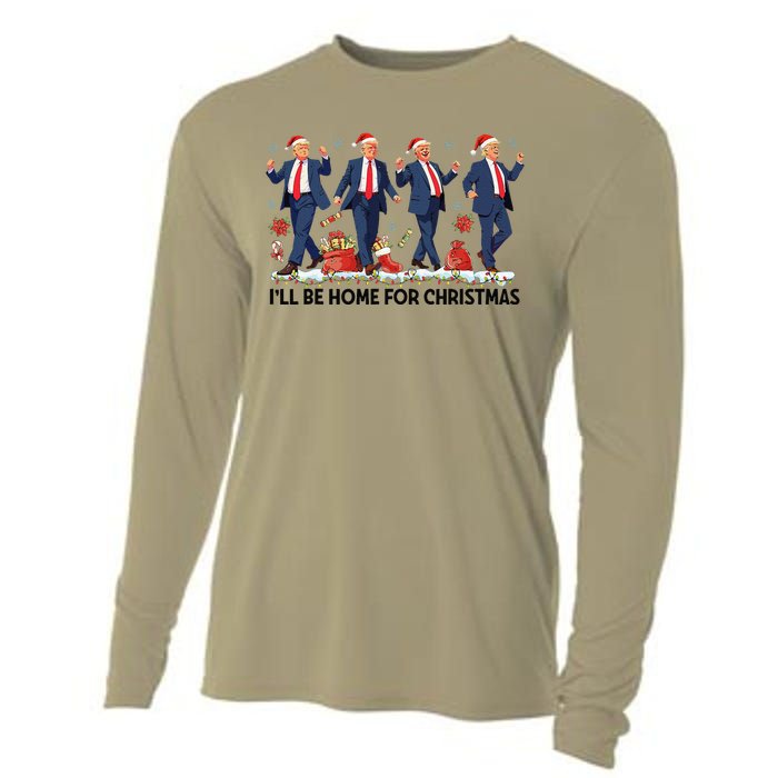 Ill Be Home For Christmas Santa Trumpdancing Xmas Holiday Cooling Performance Long Sleeve Crew