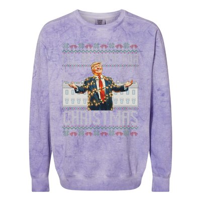 ILl Be Home For Christmas Ugly Sweaters Santa Trump Xmas Colorblast Crewneck Sweatshirt