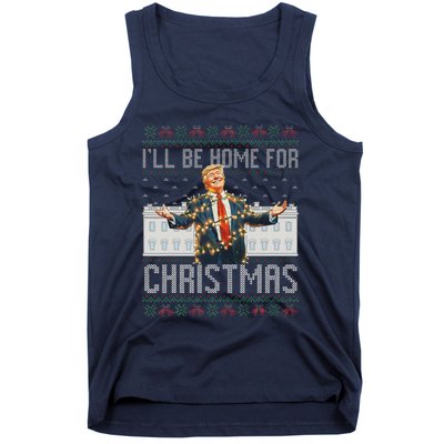 ILl Be Home For Christmas Ugly Sweaters Santa Trump Xmas Tank Top