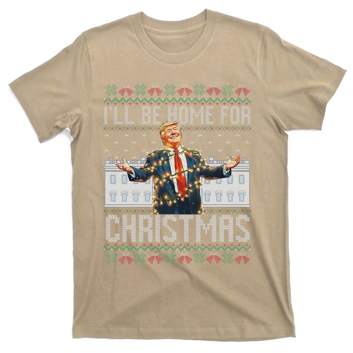 ILl Be Home For Christmas Ugly Sweaters Santa Trump Xmas T-Shirt