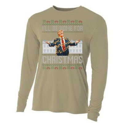 ILl Be Home For Christmas Ugly Sweaters Santa Trump Xmas Cooling Performance Long Sleeve Crew