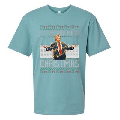 ILl Be Home For Christmas Ugly Sweaters Santa Trump Xmas Sueded Cloud Jersey T-Shirt