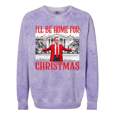 ILl Be Home For Christmas Santa Funny Trump Xmas Pajamas Colorblast Crewneck Sweatshirt