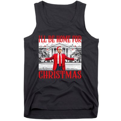 ILl Be Home For Christmas Santa Funny Trump Xmas Pajamas Tank Top