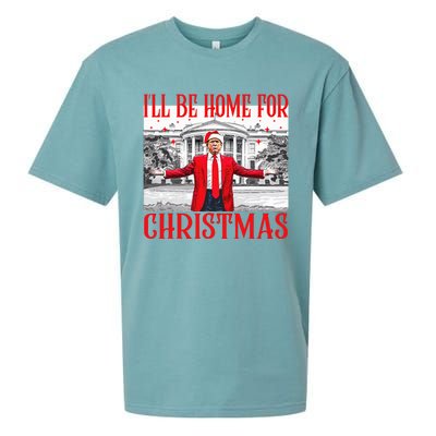 ILl Be Home For Christmas Santa Funny Trump Xmas Pajamas Sueded Cloud Jersey T-Shirt