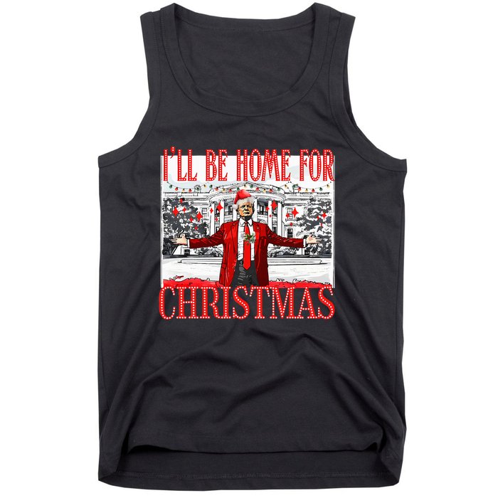 ILl Be Home For Christmas Funny Santa Trump Holiday Pajamas Tank Top