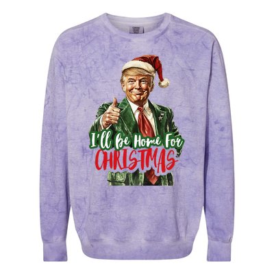 ILl Be Home For Christmas Santa Trump Xmas Pajamas Funny Colorblast Crewneck Sweatshirt